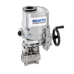 3-piece Stainless Ball Valve - Electrically Actuated - ZE Series Actuators - 70% Duty Cycle